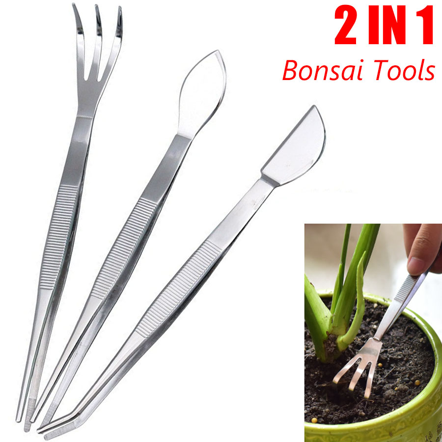 Scissors Stainless Craft - 2-in-1 304 ステンレス鋼プロフェッショナルルートレーキ盆栽ピンセット土壌農業ツール多肉植物クラフト用肉厚ピンセット