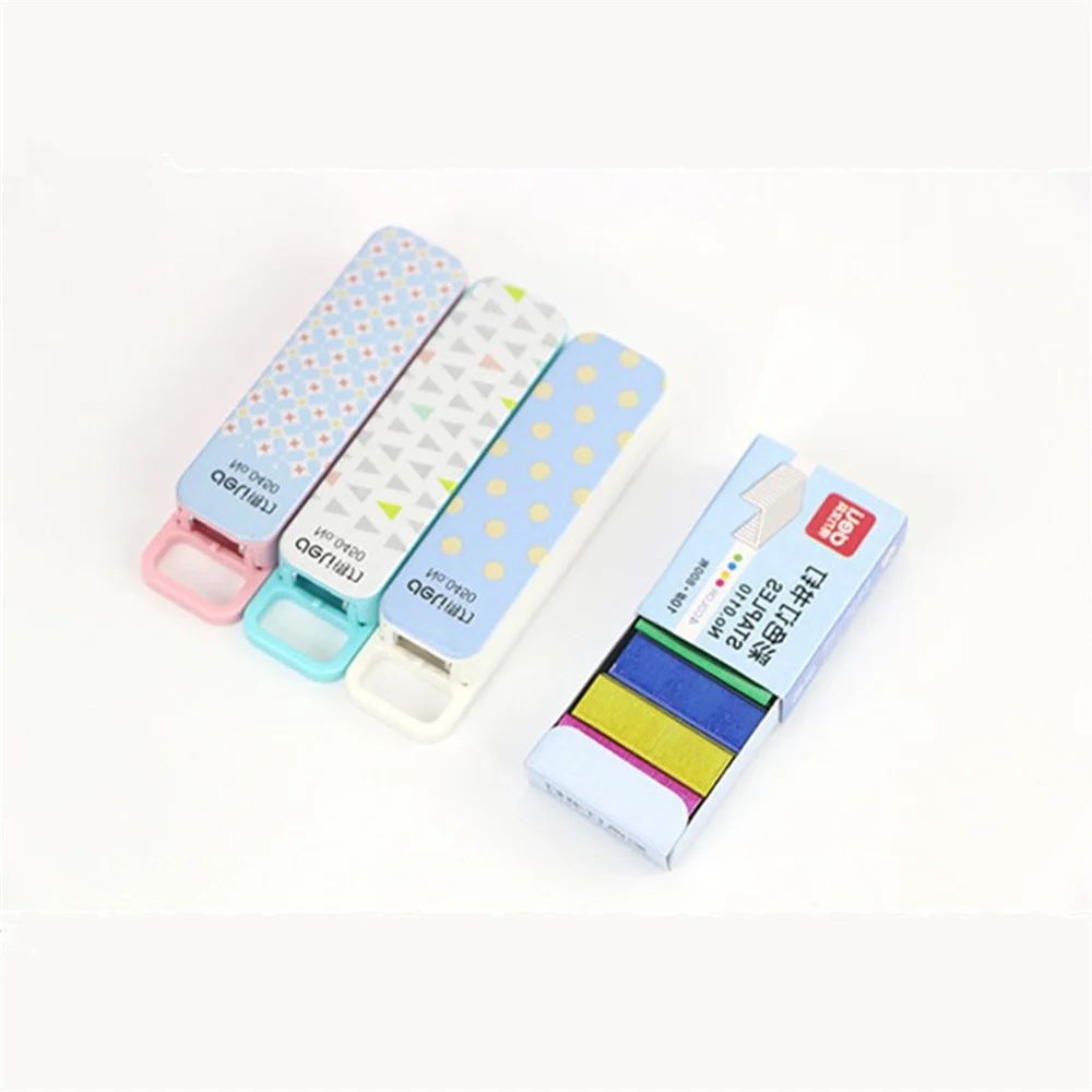 Stationery And Office Supply Chain - デリ-ポータブルカラーマニュアルミニホッチキス、キーホルダー、ステープル、学生用文房具、オフィス、学用品、ビジネス、製本ツール、10 #