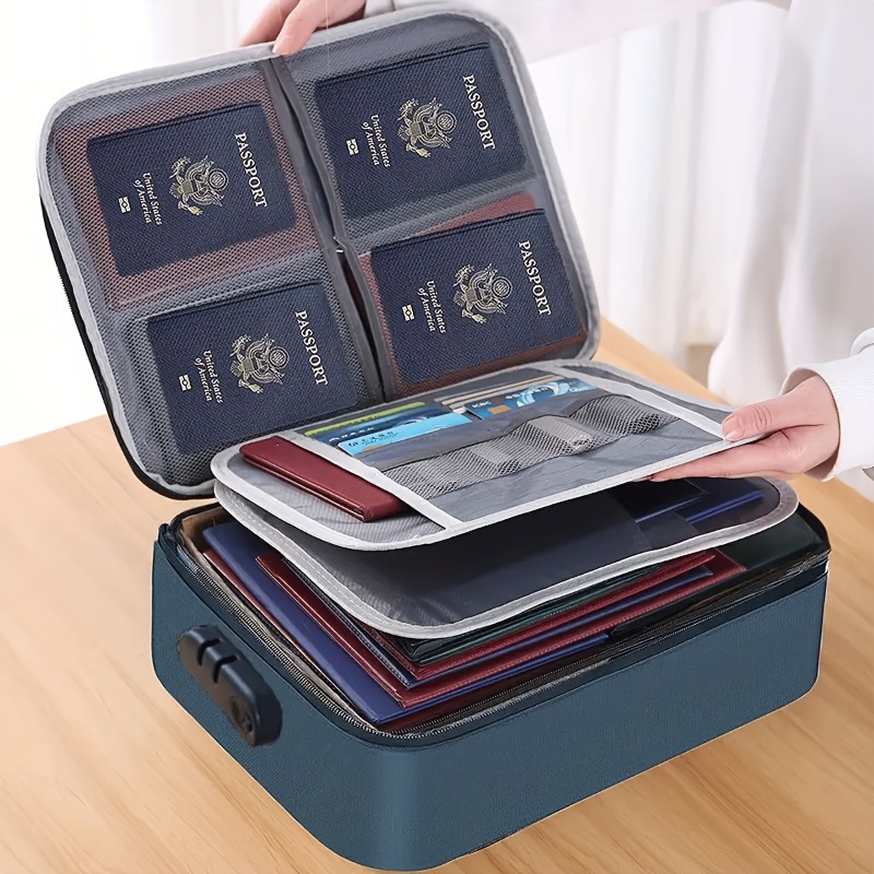 Portfolio Folder Zip - ロック可能なファイル収納バッグ、コンボロック付き3層ジッパーオーガナイザー、ラップトップ文書用、耐久性のあるデスクオーガナイザー、オフィスフォルダー用