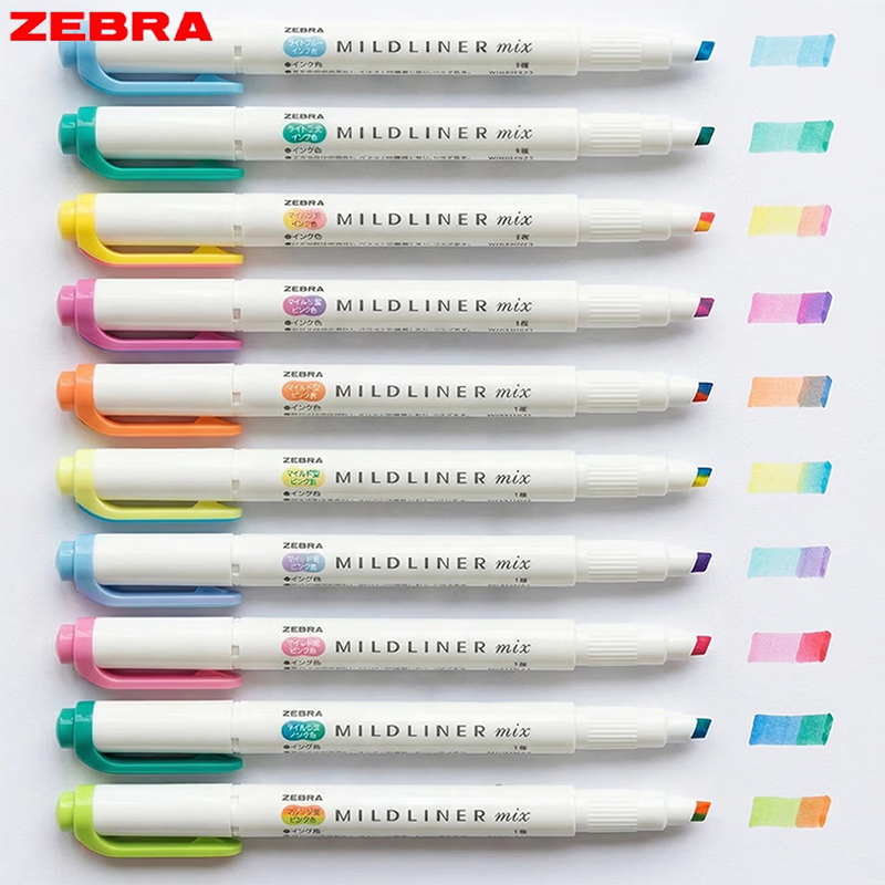 Zebra Pen Mildliner - ゼブラ WKS23 マイルドライナー蛍光ペン混合 2 色ソフトパステルグラデーションノーブリードマーカー女の子女性美的文具ギフト
