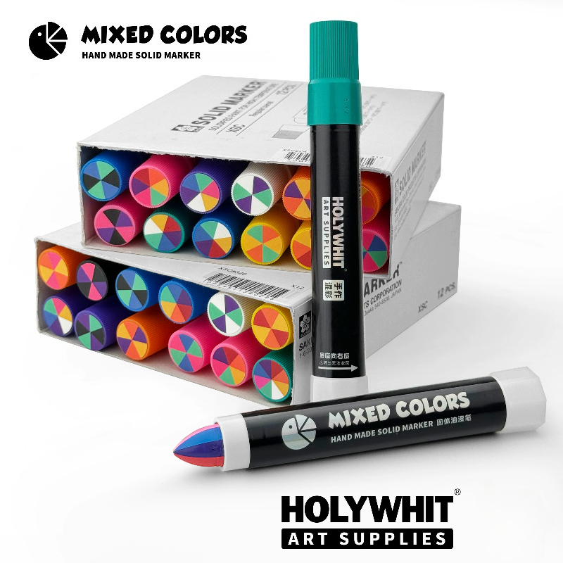 Whiteboard Marker Set - 1 個混合固形油性防水ペイントマーカーペン虹色アートクラフト DIY 署名カラーミキシング画材