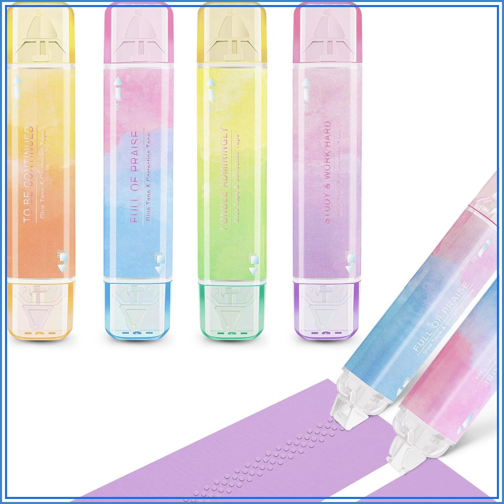 Correction Tape Roller - 2 in 1修正テープと両面テープローラー | 速乾性日本製修正テープ、永久接着剤テープディスペンサー付き、学校・オフィス用品向け