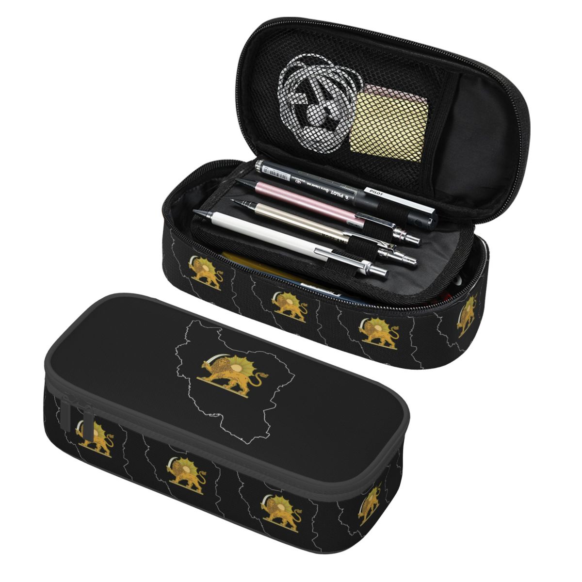 Lion Stationery & Office Supply(Kunshan)Co.Ltd - イラン黒ペルシャライオン鉛筆ケース鉛筆ポーチ収納文具用品大容量ペンボックス鉛筆バッグ学生用