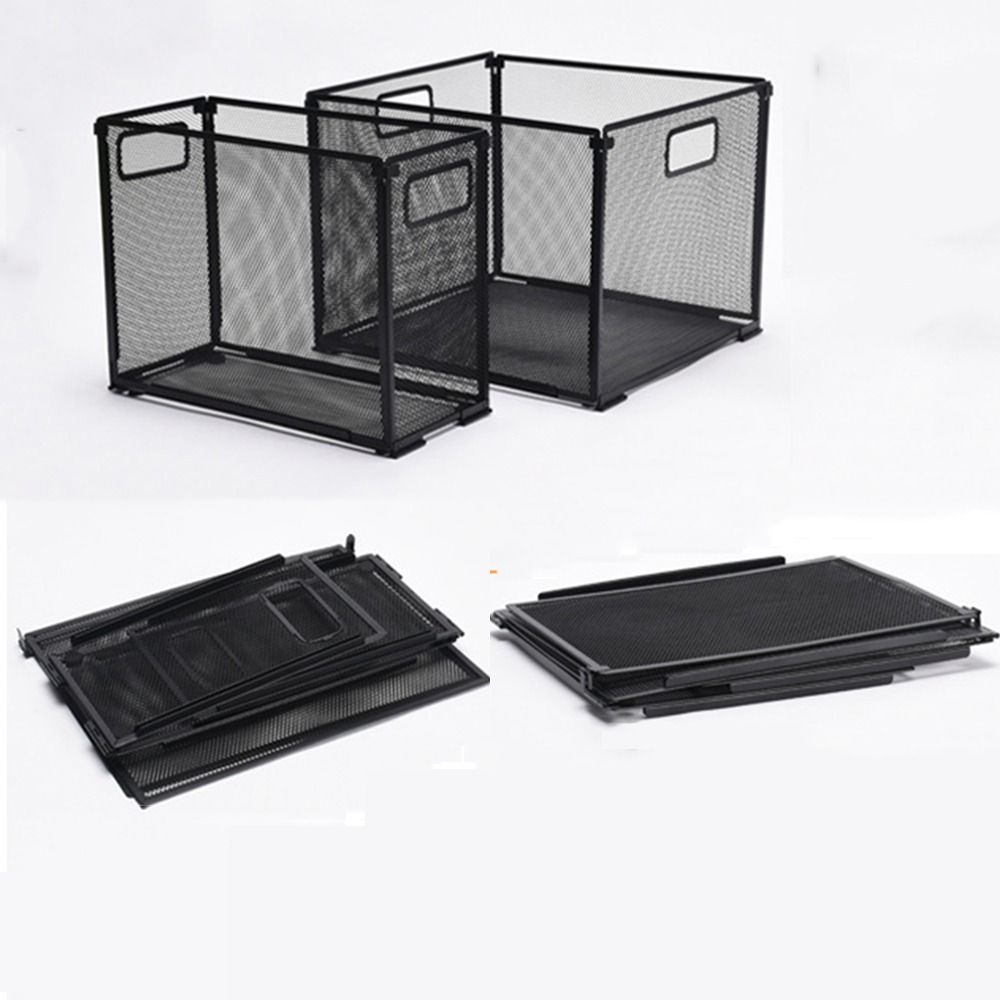 File Folder Hanging - メッシュメタルハンギングファイルフォルダーオーガナイザー フォルダーは含まれていません 折りたたみ式オフィスファイリングクレート ブラック 取り外し可能なドキュメントトレイ オフィス