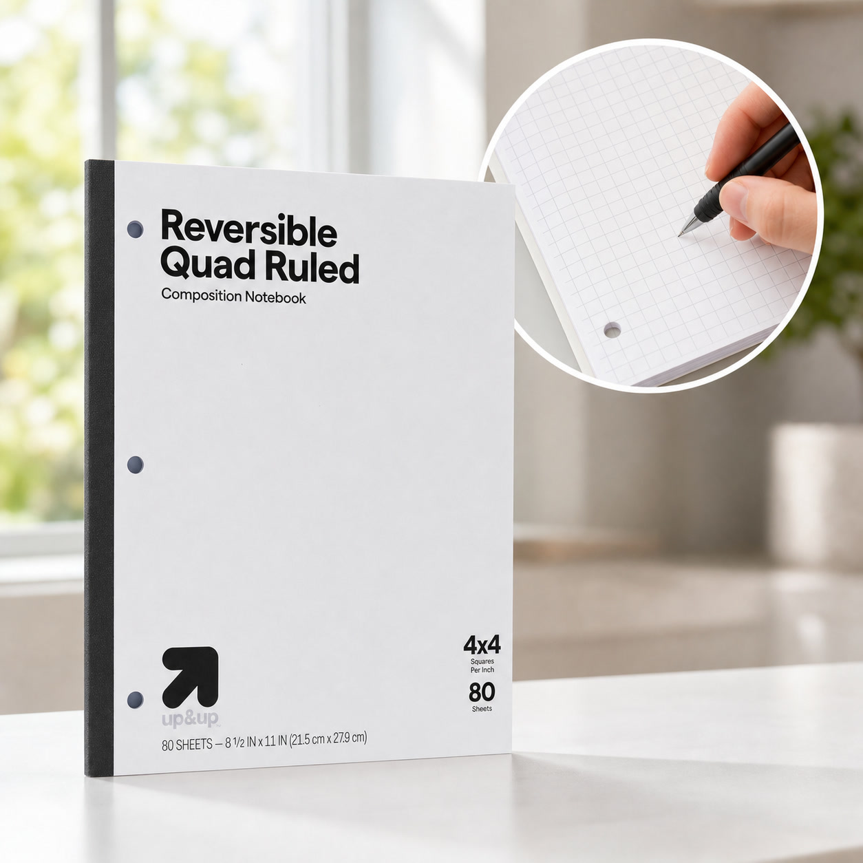 Graph Paper Pad - 1冊 リバーシブル四方格子ノート、グラフグリッドページ、ミシン目入りシート、丈夫なテープ綴じ、学校・大学用