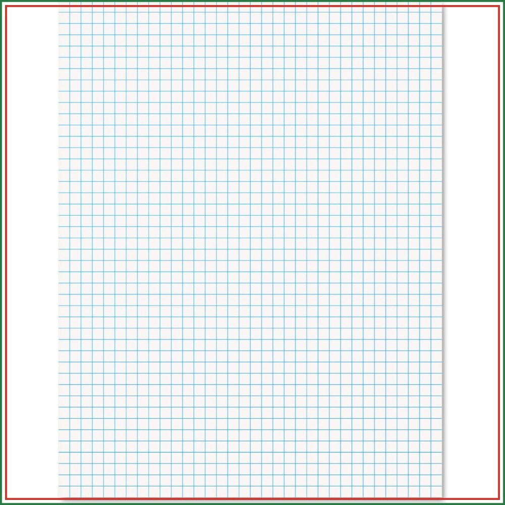 Graph Paper Pad - 方眼罫線入りグラフペーパーパッド 8.5x11インチ、50枚、4x4グリッド、ミシン目入り、白