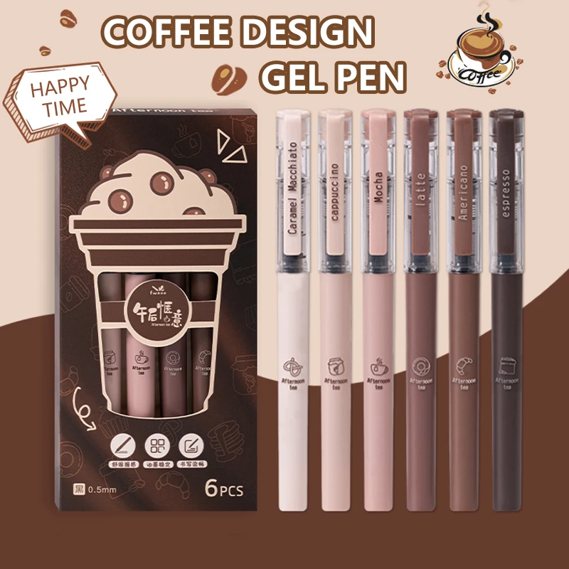 Gel Ink Pen Set - 6本セット アフタヌーンティーシリーズ ジェルインクペン ファッションデザイン 速乾性 0.5mm