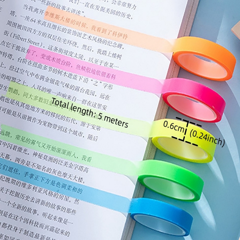 5 ロール多色書き込み可能な付箋、取り外し可能な蛍光マーキン - Correction Tape Roller のレビューと価格