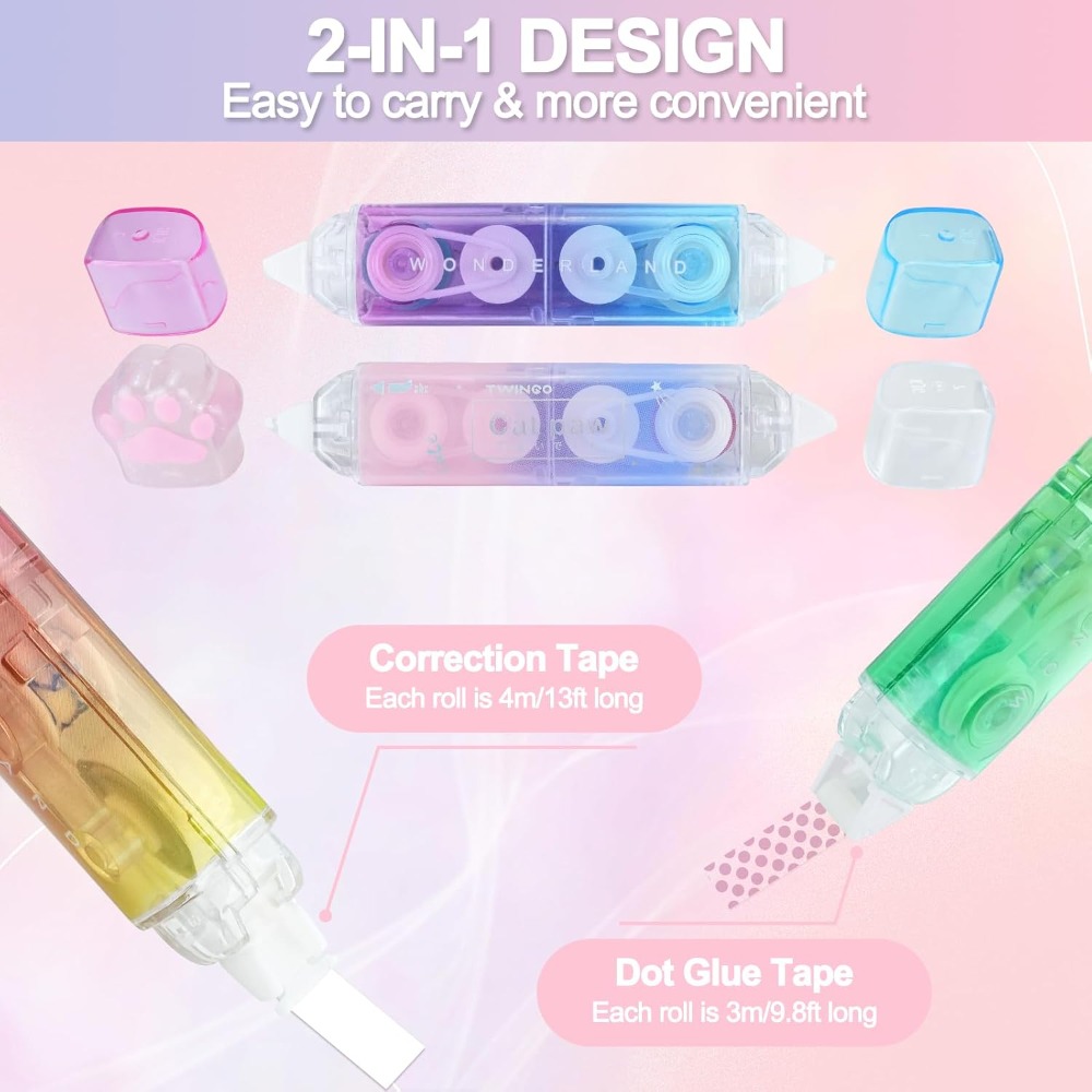 6個入り修正テープ、両面粘着付き2in1テープローラー、学校 - Correction Tape Roller のレビューと価格