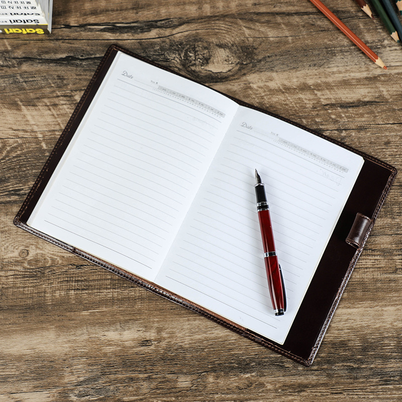 ペンホルダー付き本革a5ラップトップ、手作りノートブックカバ - Stationery Supply Business のレビューと価格