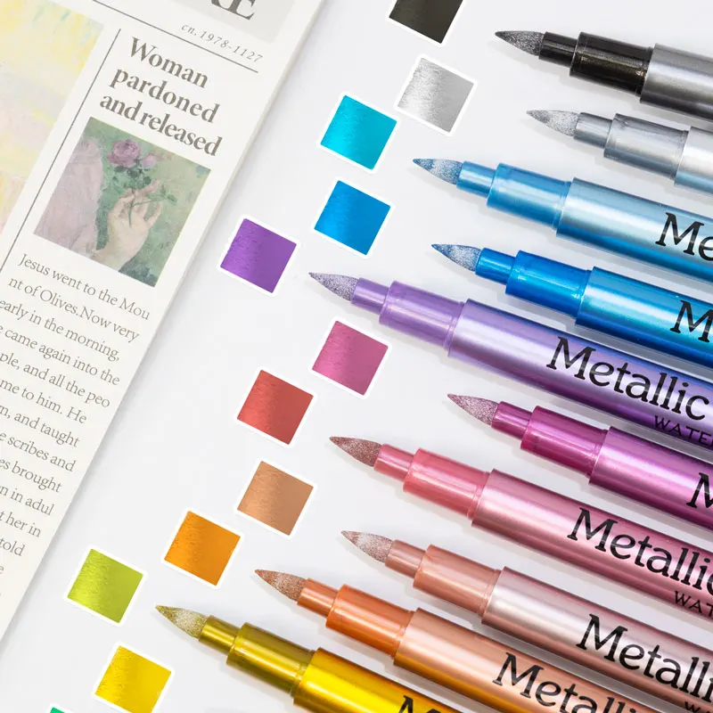 24 色のメタリックアクリルペイントマーカー、岩、布、木材、 - Whiteboard Marker Set のレビューと価格