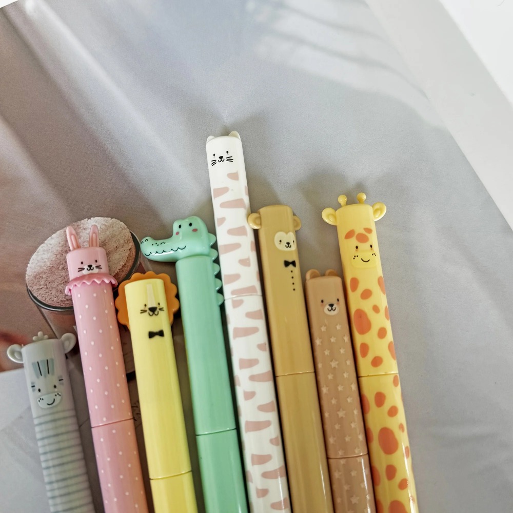 8 個かわいい動物の頭を押すペンかわいい漫画キリンライオン恐 - Lion Stationery & Office Supply(Kunshan)Co.Ltd のレビューと価格