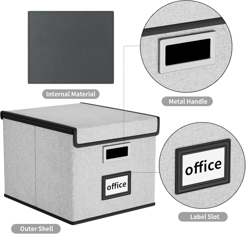 蓋付き折りたたみ式ファイルオーガナイザーボックス、4個セット - File Folder Hanging のレビューと価格