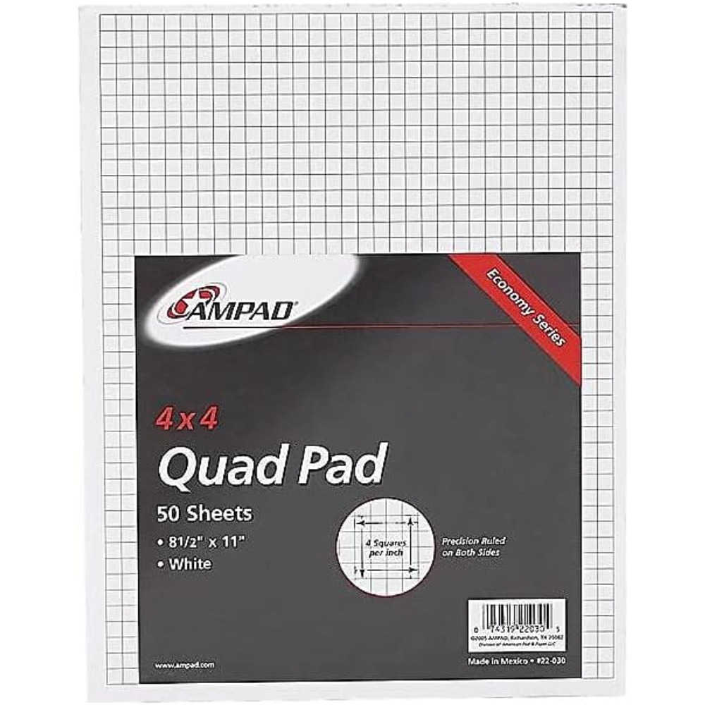 方眼罫線入りグラフペーパーパッド 8.5x11インチ、50枚 - Graph Paper Pad のレビューと価格