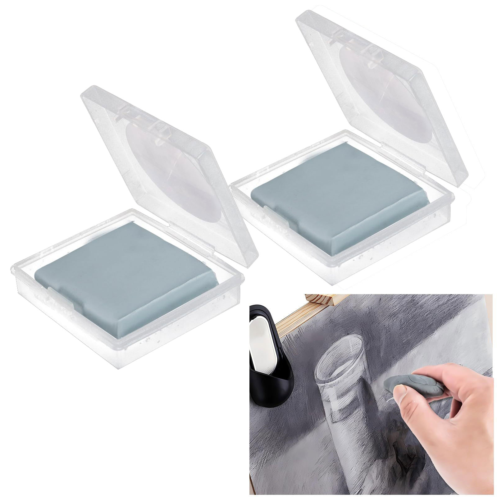 アーティスト用練り消しゴム2個、ソフト練り消しゴム、収納ケー - Rubber Eraser Kneaded のレビューと価格