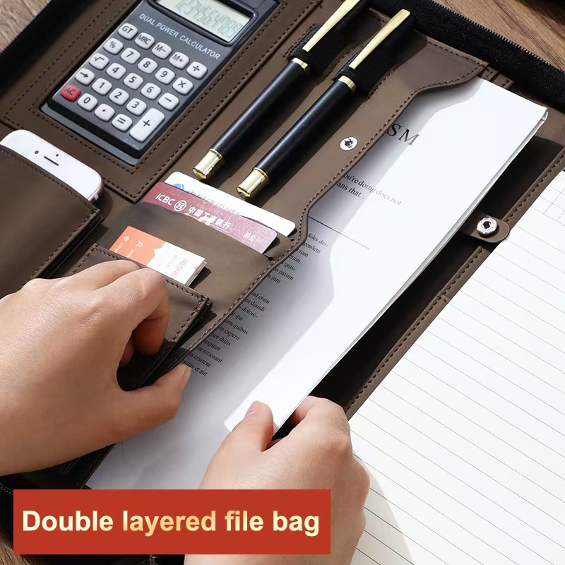 PUレザーポートフォリオ A4ドキュメントケース ジッパー付 - Portfolio Folder Zip のレビューと価格